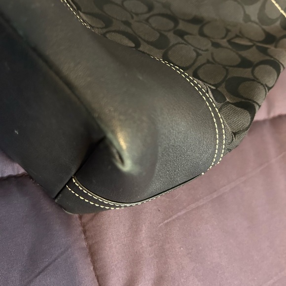 Coach leather and fabric shoulder bag - Picture 4 of 4